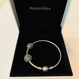 Pandora Moments Bangle + 2 Charms